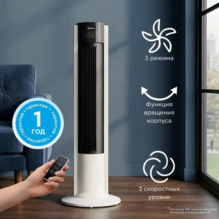 Вентилятор Midea FZ10-19BRA черно-белый купить,39990