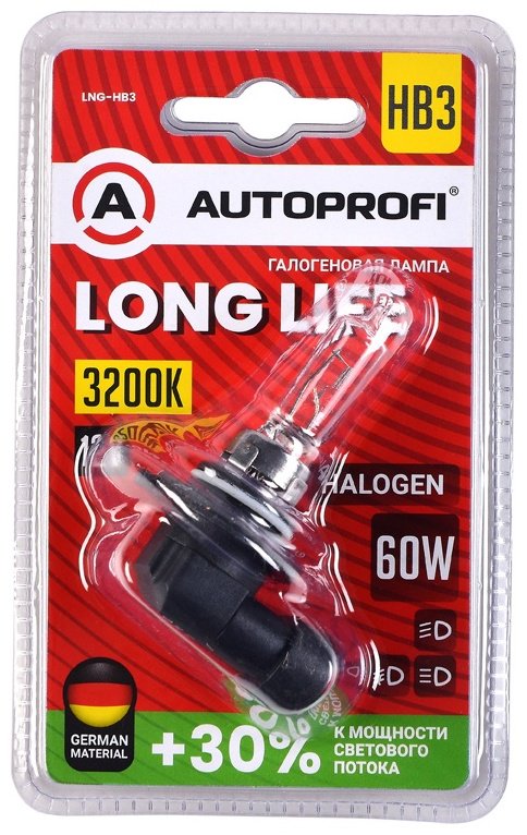 Автолампа AUTOPROFI LNG-HB3 галогенная, 1 шт