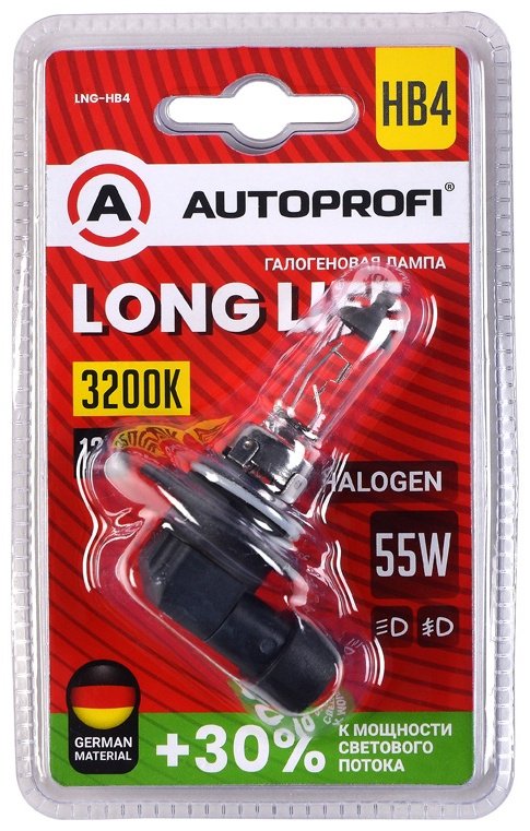 Автолампа AUTOPROFI LNG-HB4 галогенная, 1 шт