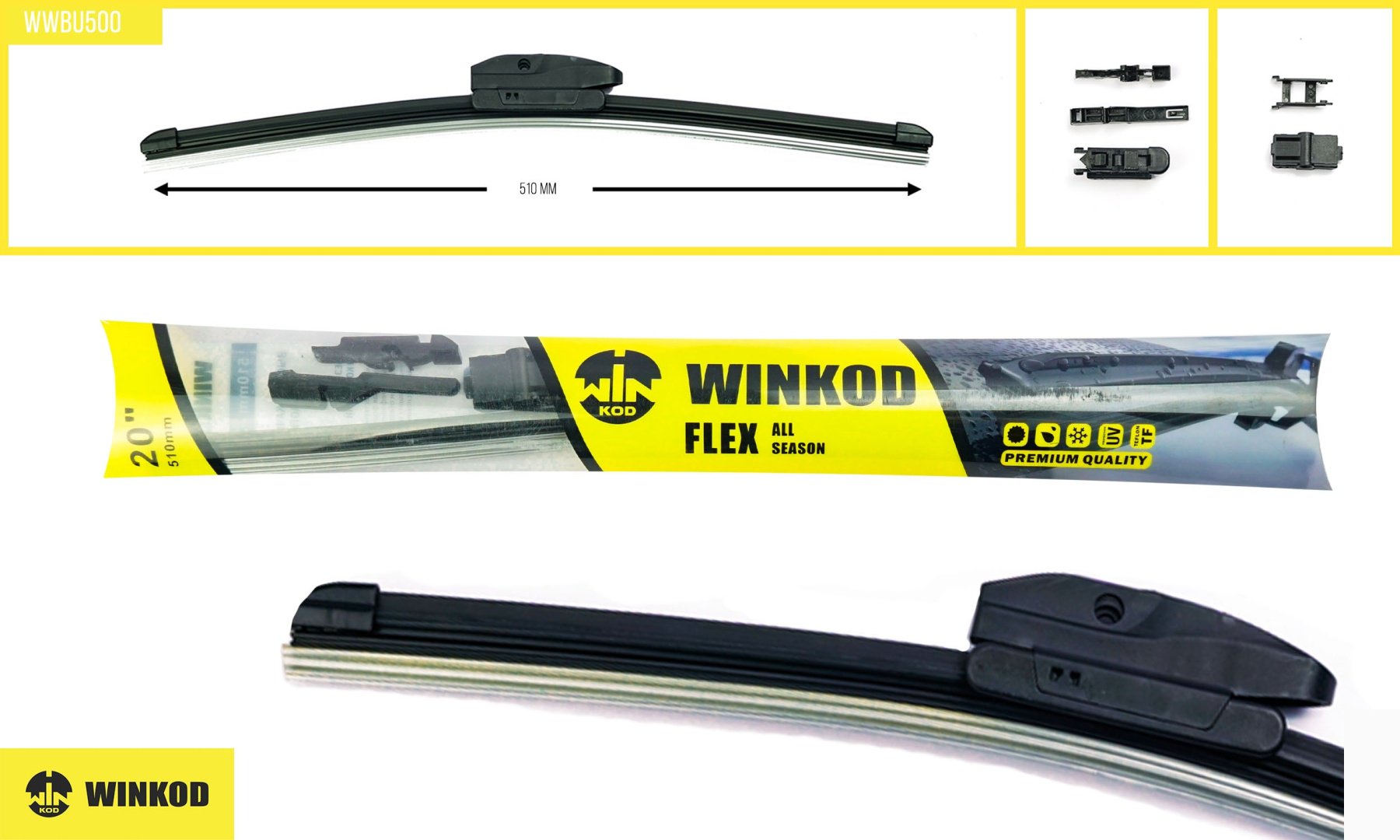 Щетка бескаркасная Winkod WWBU500 500 мм, 1 шт купить,NaN