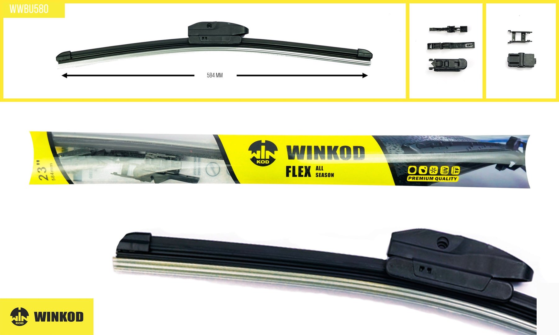 Щетка бескаркасная Winkod WWBU580 580 мм, 1 шт купить,NaN