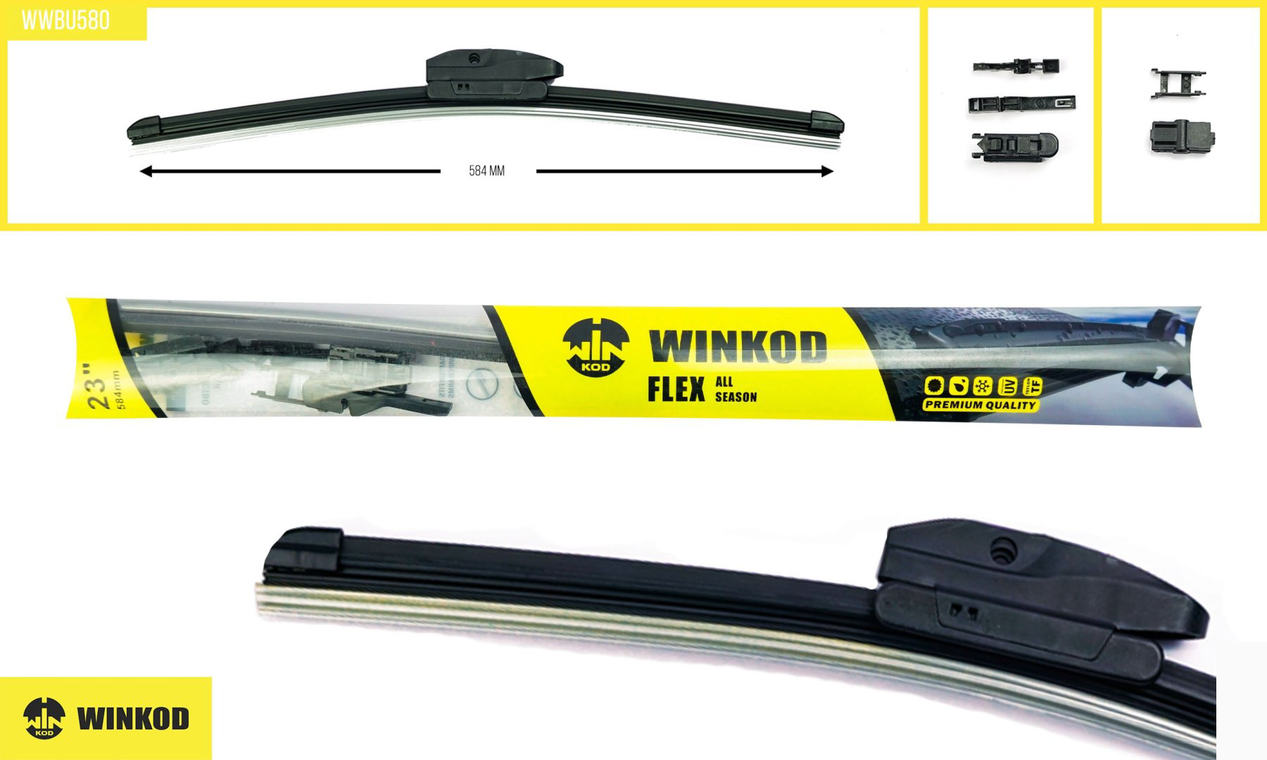 Щетка бескаркасная Winkod WWBU580 580 мм, 1 шт купить,NaN
