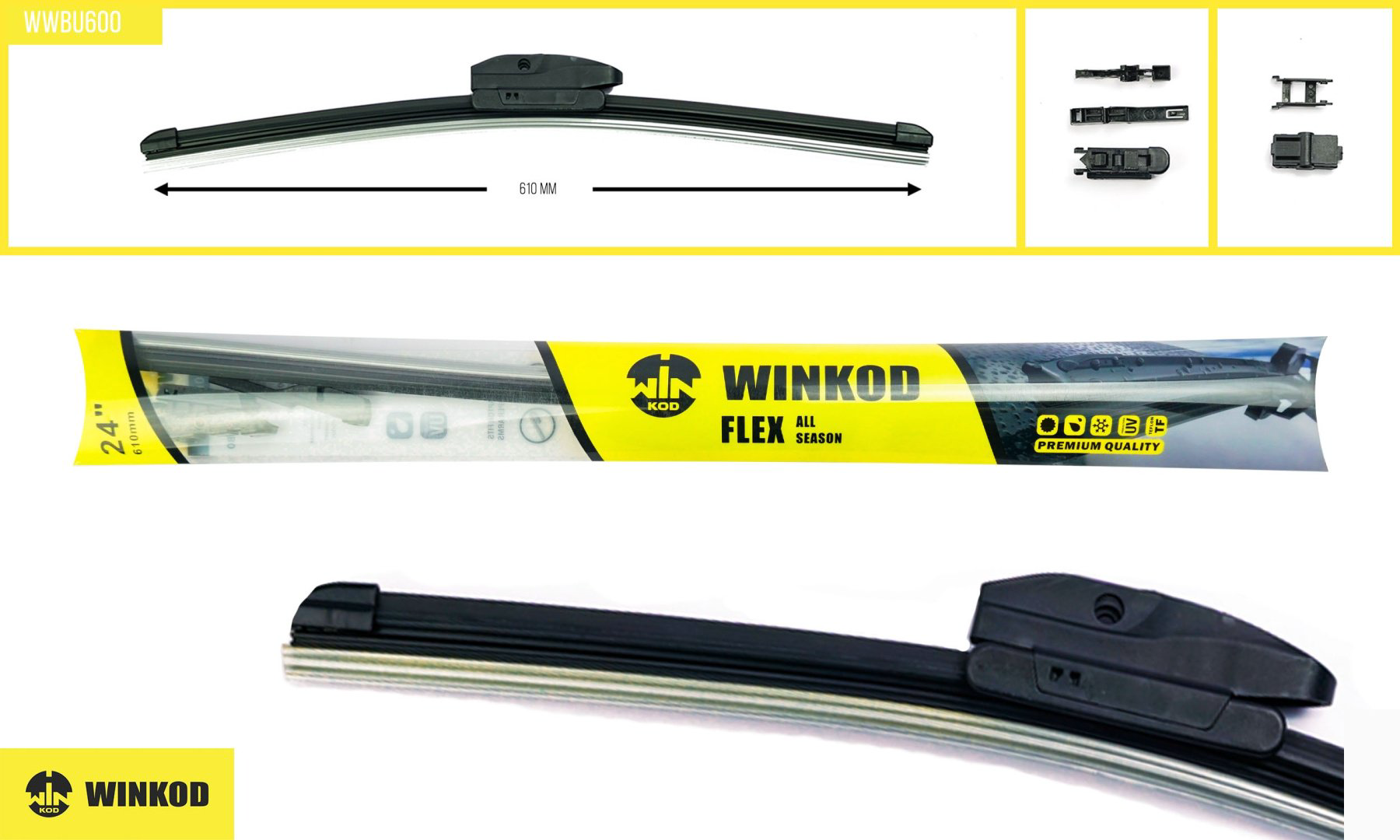 Щетка бескаркасная Winkod WWBU600 600 мм, 1 шт купить,NaN