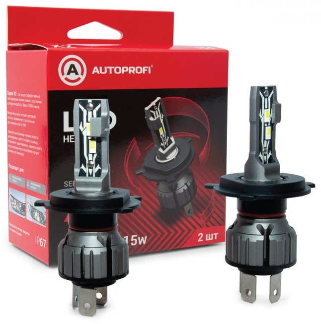 Автолампа AUTOPROFI X2-H4 светодиодная, 2 шт