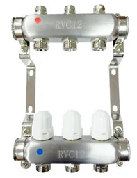 Коллекторный блок для теплого пола RVC Pro Нерж 1" DN25 12 x 3/4"