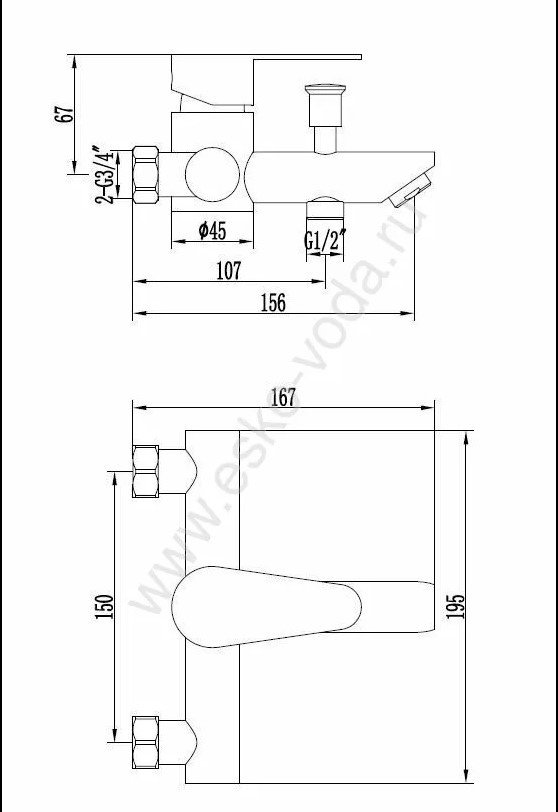 Смеситель для ванны ESKO OL 54, однозахватный купить,NaN