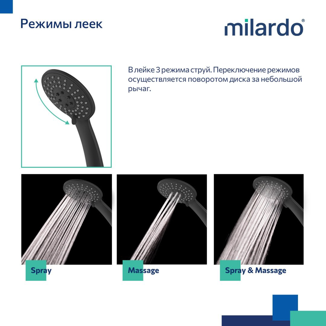 Смеситель для ванны Milardo Rora, латунь, цвет черный купить,56100