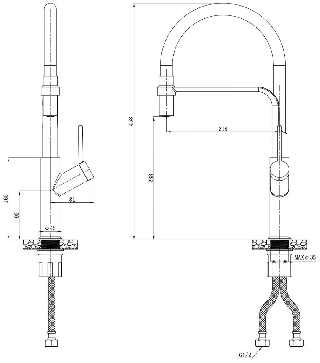 Смеситель с гибким изливом ESKO K50GW, латунь, цвет белый, золотой купить,NaN