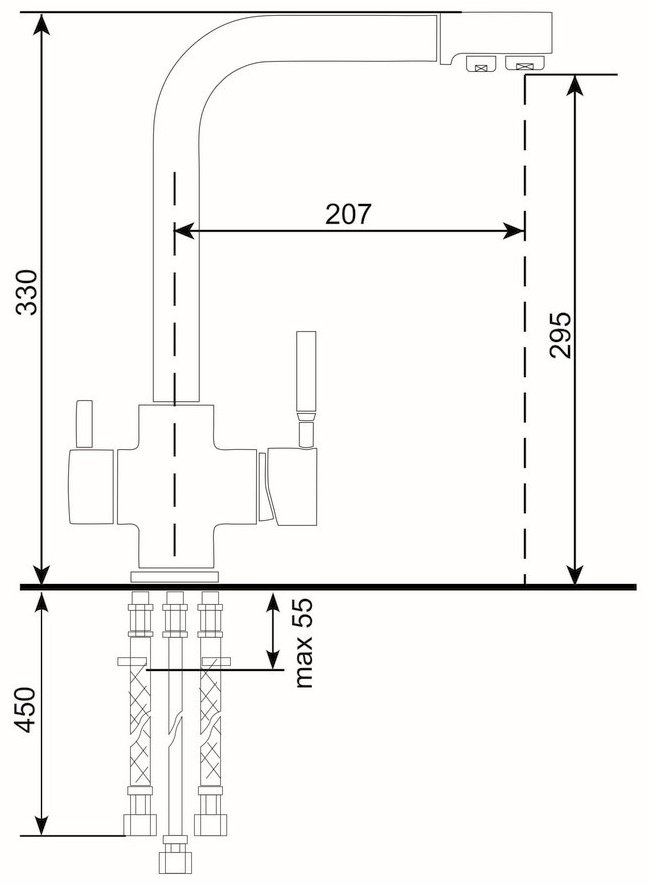 Смеситель для кухни (мойки) EcoStone ES 08 309 серый, однозахватный купить,NaN