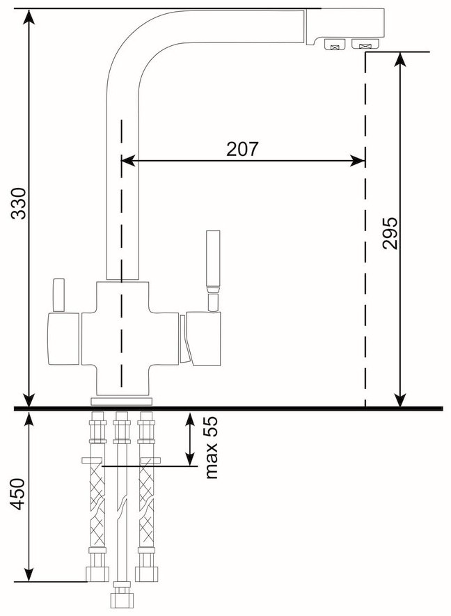 Смеситель для кухни (мойки) EcoStone ES 08 309 серый, однозахватный купить,NaN