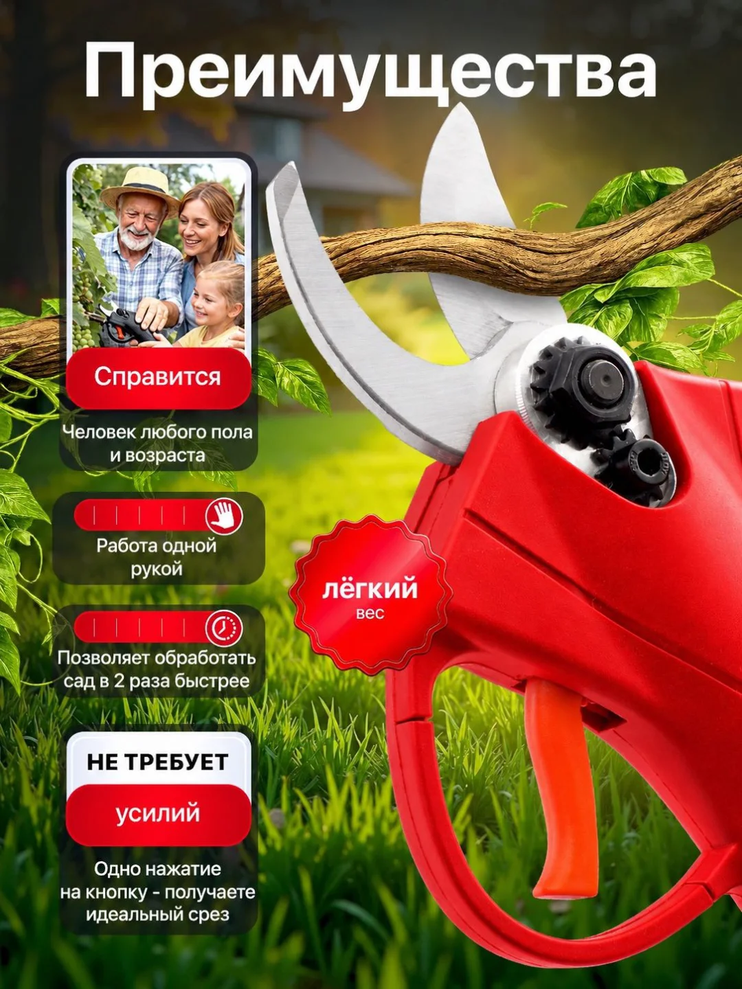 Секатор Yili PS-48V-40 SEC48V-SK4-2BAT-40MM красный купить,NaN