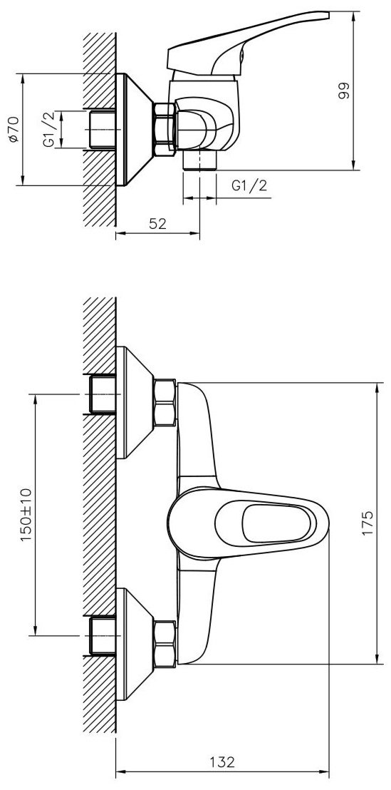 Смеситель для ванны DecoRoom DR21055, латунь, цвет хром
