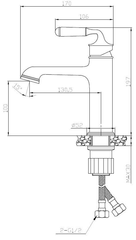 Смеситель для раковины (умывальника) ESKO Prague PG 26, однозахватный купить,NaN