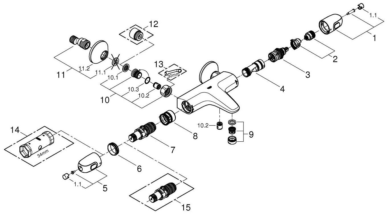 Смеситель для ванны Grohe Grohtherm 1000 Pro 34816003, латунь, цвет хром купить,217480