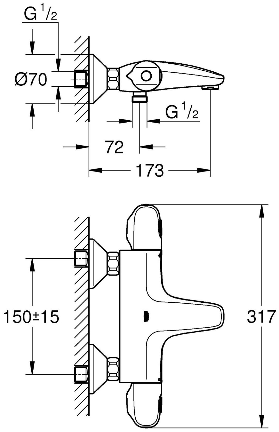 Смеситель для ванны Grohe Grohtherm 1000 Pro 34816003, латунь, цвет хром купить,217480