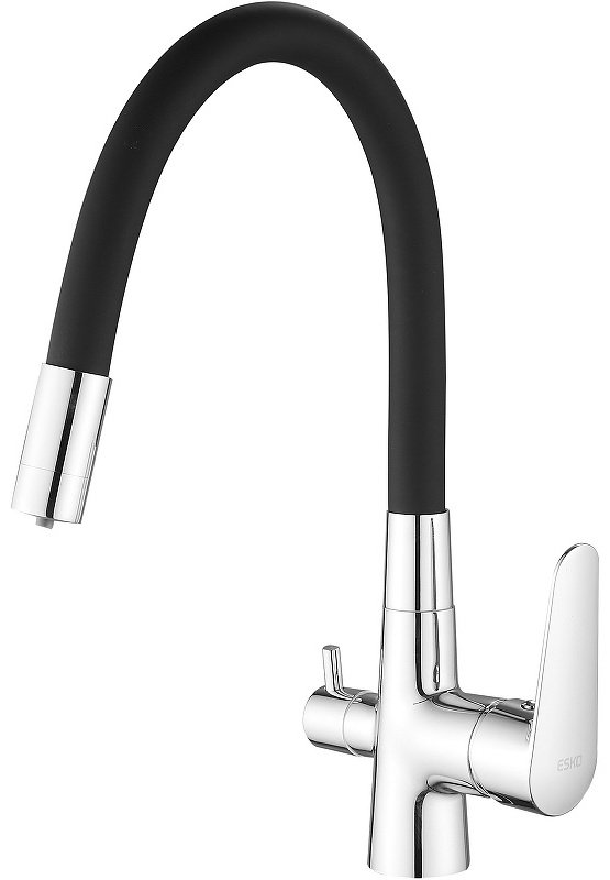 Смеситель с гибким изливом ESKO Coral CL 03, латунь, цвет черный, хром