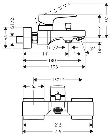 Смеситель для ванны Hansgrohe Metropol 32540990, латунь, цвет золотистый