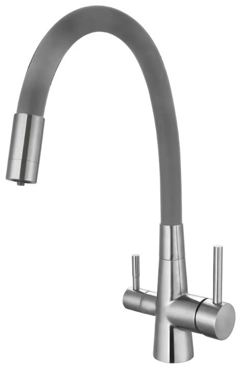 Смеситель с гибким изливом ESKO Coral CL 03 G, латунь, цвет серый, хром купить,NaN