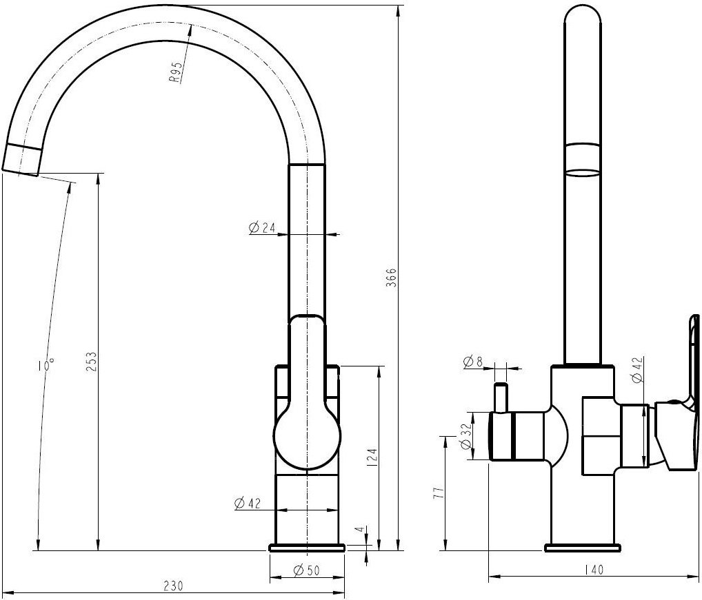 Смеситель для кухни (мойки) ESKO K27/ K27, однозахватный купить,77200