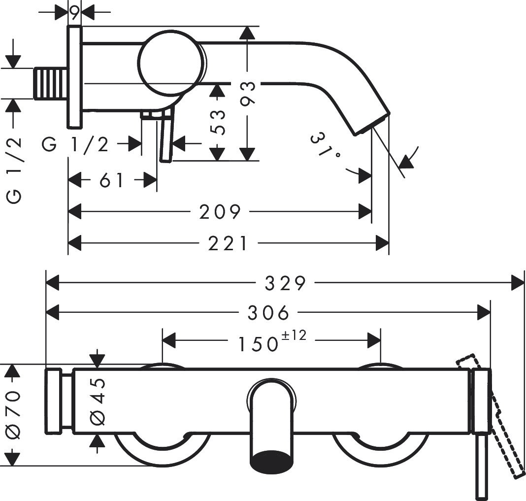 Смеситель для ванны Hansgrohe Tecturis S 73422670, латунь, цвет черный купить,NaN