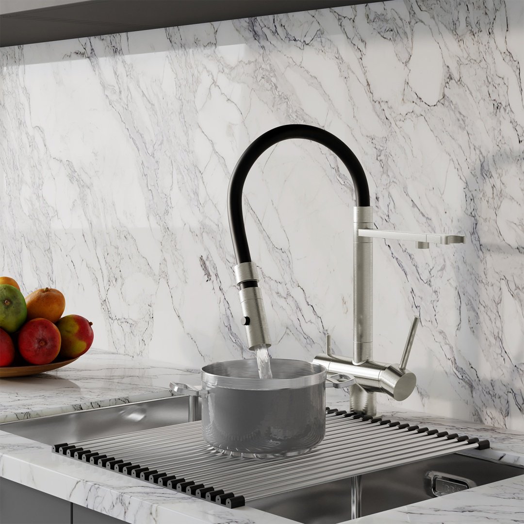 Смеситель с гибким изливом IDDIS Ace ACEBNFFi05, латунь, цвет серый купить,128500