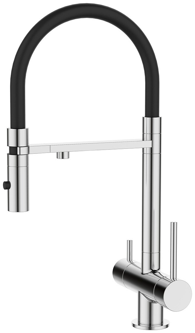 Смеситель с гибким изливом IDDIS ACESBFFi05, латунь, цвет черный, хром купить,NaN
