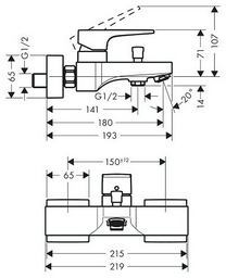 Смеситель для ванны Hansgrohe Metropol 32540990, латунь, цвет золотистый