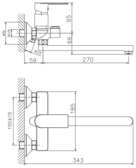 Смеситель для ванны Haiba HB22505-8, латунь, цвет белый, хром купить,0