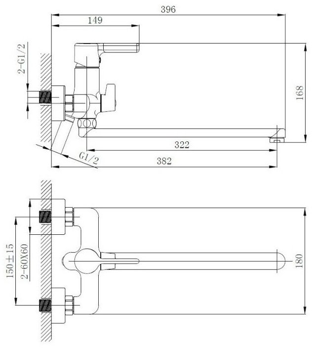 Смеситель для ванны Haiba HB22814-7, латунь, цвет черный купить,34945
