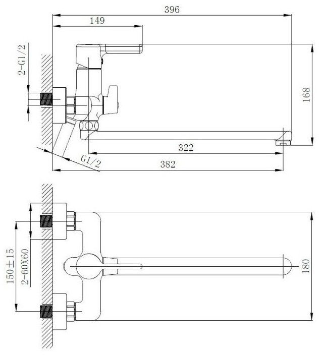 Смеситель для ванны Haiba HB22814-7, латунь, цвет черный купить,34945