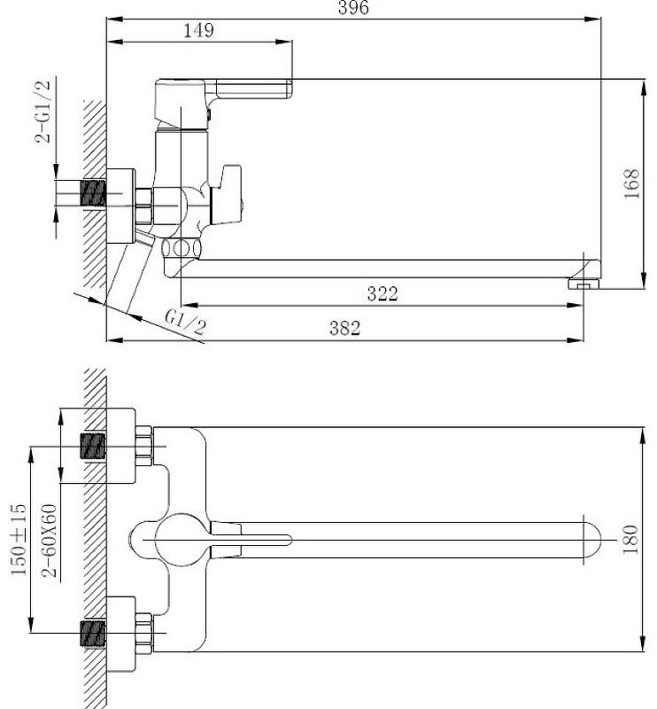 Смеситель для ванны Haiba HB22814, латунь, цвет хром купить,NaN
