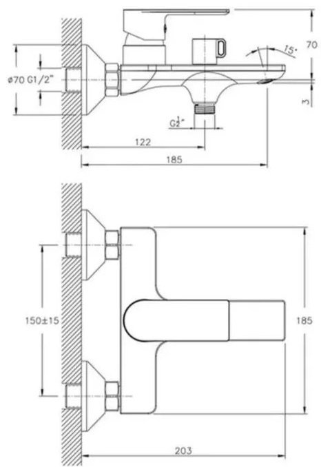 Смеситель для ванны Haiba HB60505-3, однозахватный купить,38500