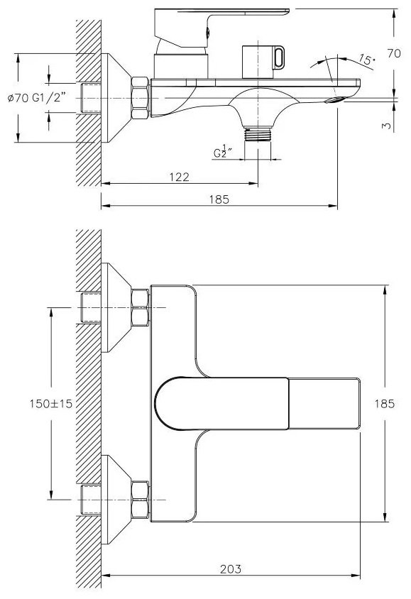 Смеситель для ванны с душем Haiba HB60505-8, однозахватный купить,53400
