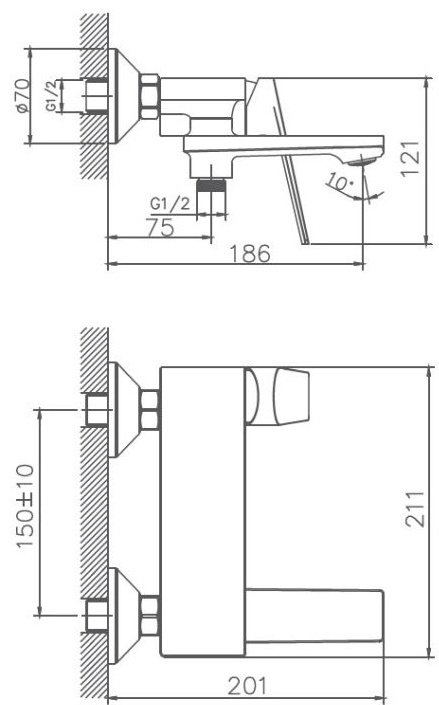 Смеситель для ванны Haiba HB60533-3, латунь, цвет серый купить,52127