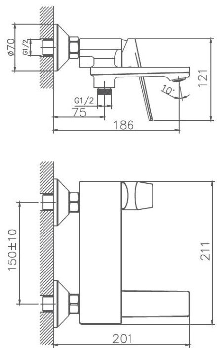 Смеситель для ванны Haiba HB60533-3, латунь, цвет серый купить,52127