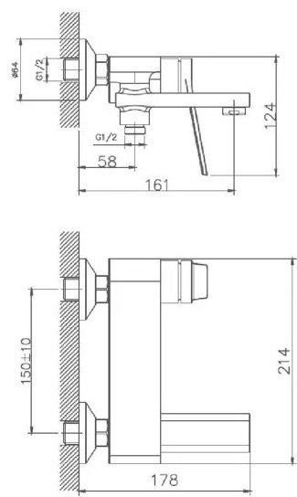 Смеситель для ванны Haiba HB60572, однозахватный купить,35490