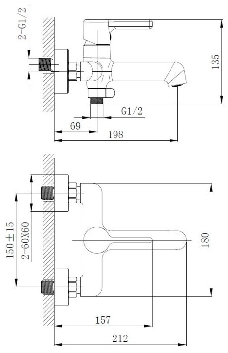 Смеситель для ванны Haiba HB60814-7, латунь, цвет черный - ForteMarket Смеситель для ванны Haiba HB60814-7, латунь, цвет черный купить,35090