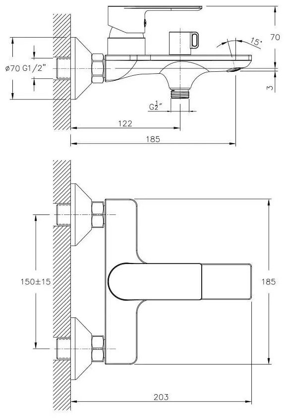 Смеситель для ванны Haiba HB60816-7, латунь, цвет черный купить,NaN