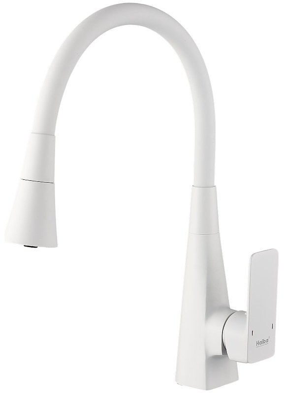 Смеситель с гибким изливом Haiba HB73823-8, латунь, цвет белый купить,30800