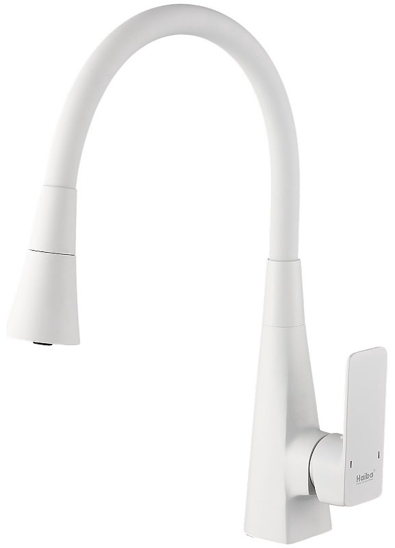 Смеситель с гибким изливом Haiba HB73823-8, латунь, цвет белый купить,30800