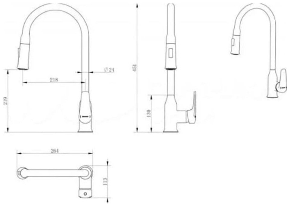 Смеситель с гибким изливом Haiba HB73816-7, латунь, цвет черный купить,30015