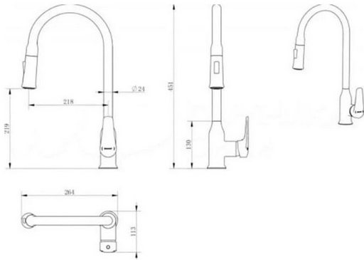 Смеситель с гибким изливом Haiba HB73816-7, латунь, цвет черный