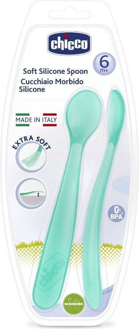 Chicco Ложка мягкая от 6 месяцев голубой купить,0