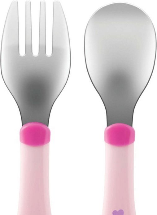 Набор Chicco MetalCutlery, предметов 2 шт, розовый купить,0