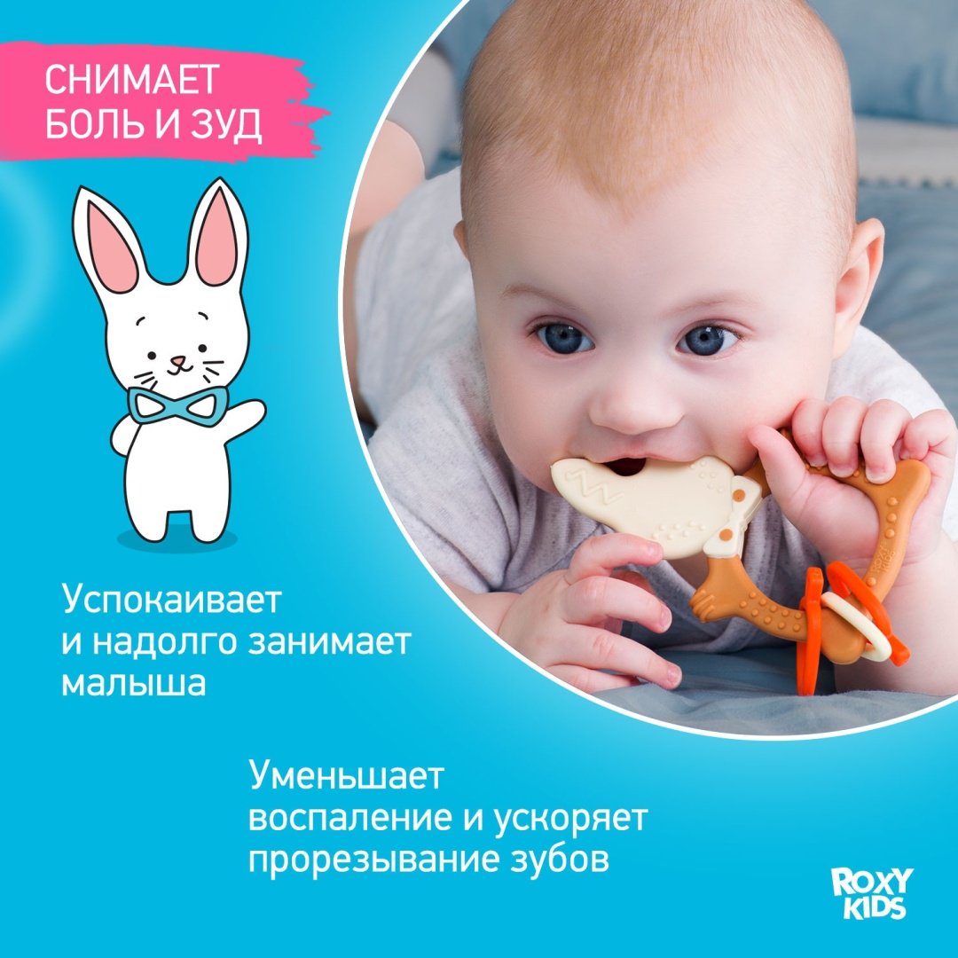 ROXY-KIDS универсальный для малышей BUNNY TEETHER шоколадный купить,0