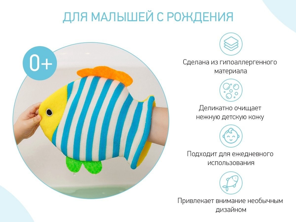 ROXY-KIDS Мочалка мягкая для купания малышей Рыбка купить,NaN