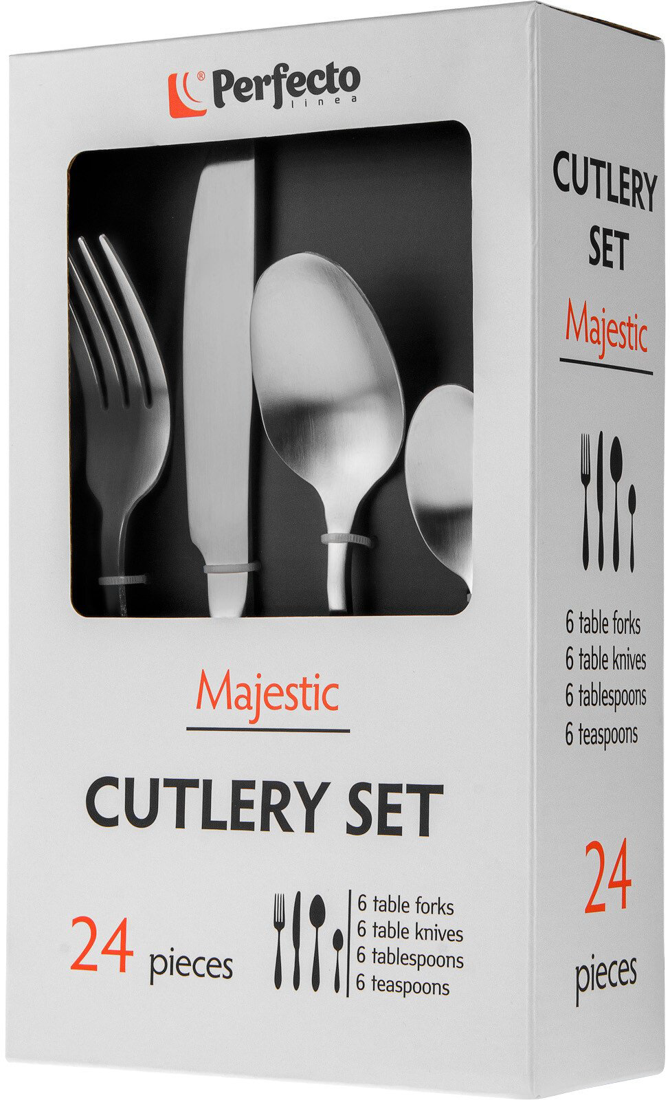 Набор столовых приборов PERFECTO LINEA 24 шт, серебристый Majestic купить,NaN