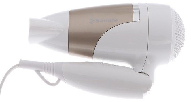 Sakura Фен Sakura SA-4040W, 1800 Вт, 2 скорости, 2 температурных режима, концентратор, бело-золотой компактный фен 1800 Вт купить,NaN