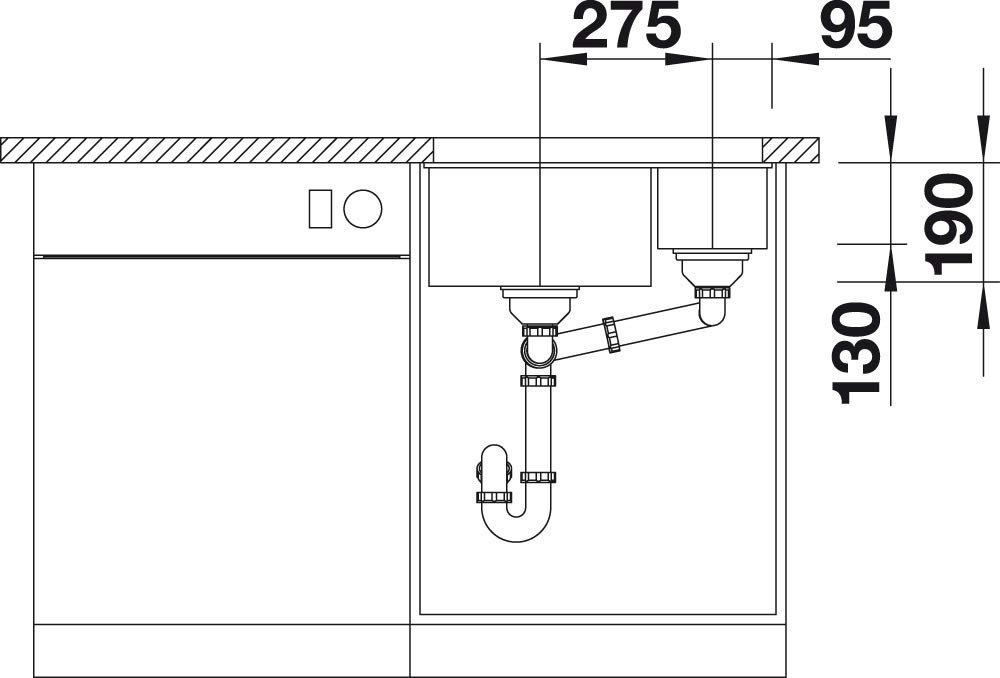 Кухонная мойка Blanco SUBLINE 340/160-U RH 523565 серый бежевый подстольная 55.5х46х19 см, искусственный гранит купить,277242