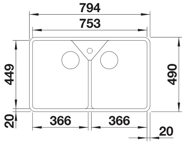 Кухонная мойка Blanco подстольная Villae Double , белый купить,466578